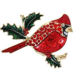 Elegant Red Cardinal Bird Brooch